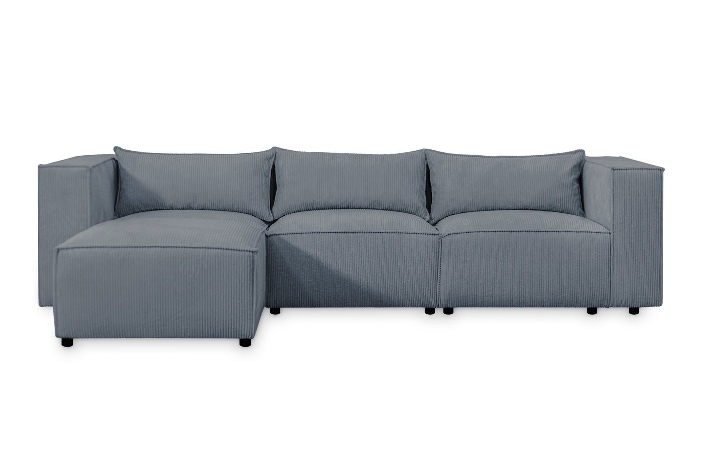 Ecksofa MODULO 290x185 cm Modulsofa Lincoln 85 Graublau– Modernes Design mit weichem Breitcord-Stoff