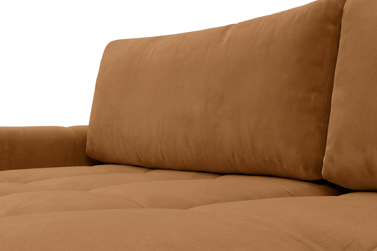 Ecksofa BELVEO mit Schlaffunktion und Bettkasten L-Form Ausrichtung Links Stoff Bluvel 4215 Rostbraun