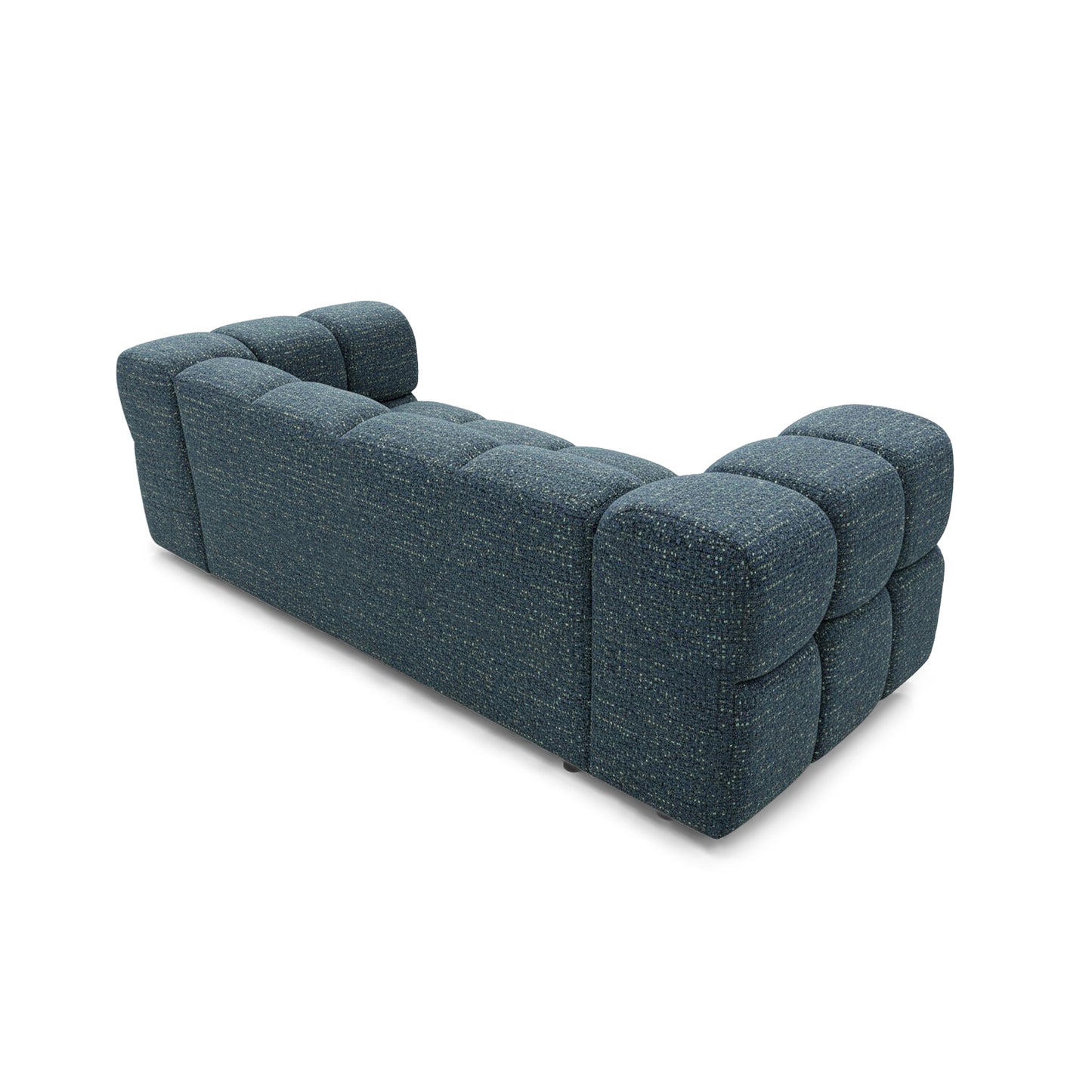 Design-Sofa 3-Sitzer TONDO PUENTE 39 – Strukturstoff in Bouclé-Optik – Wellenförmiges Design – Dunkelblau