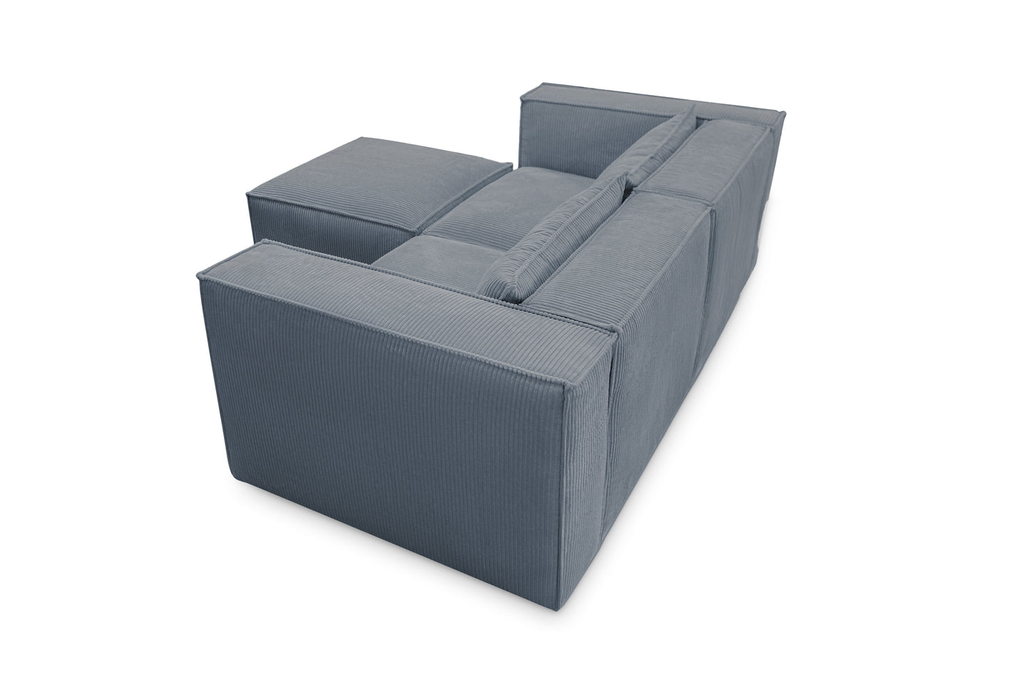 Ecksofa MODULO 210x185 cm Modulsofa Lincoln 85 Graublau – Kompaktes Design mit weichem Breitcord-Stoff