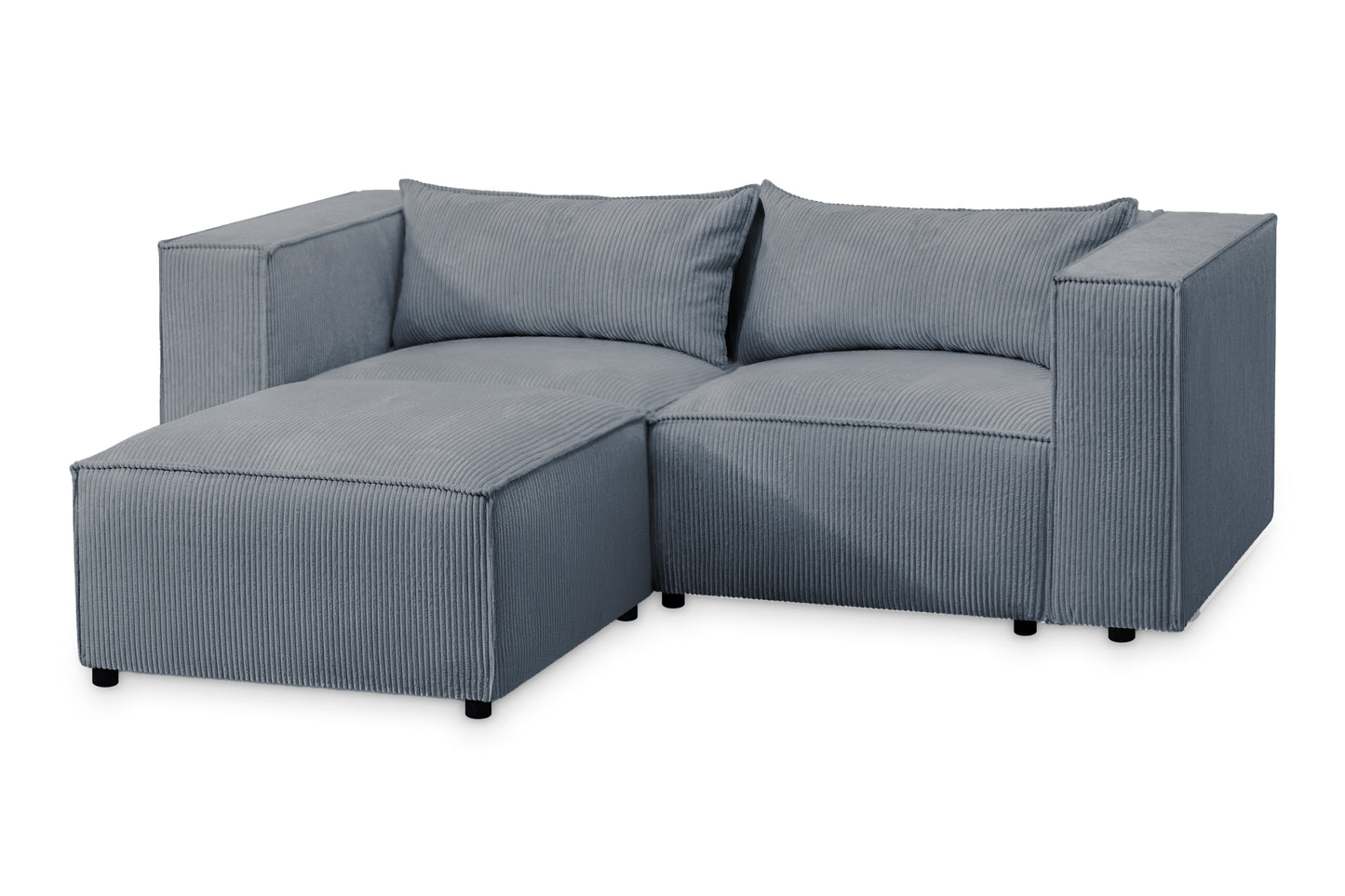 Ecksofa MODULO 210x185 cm Modulsofa Lincoln 85 Graublau – Kompaktes Design mit weichem Breitcord-Stoff