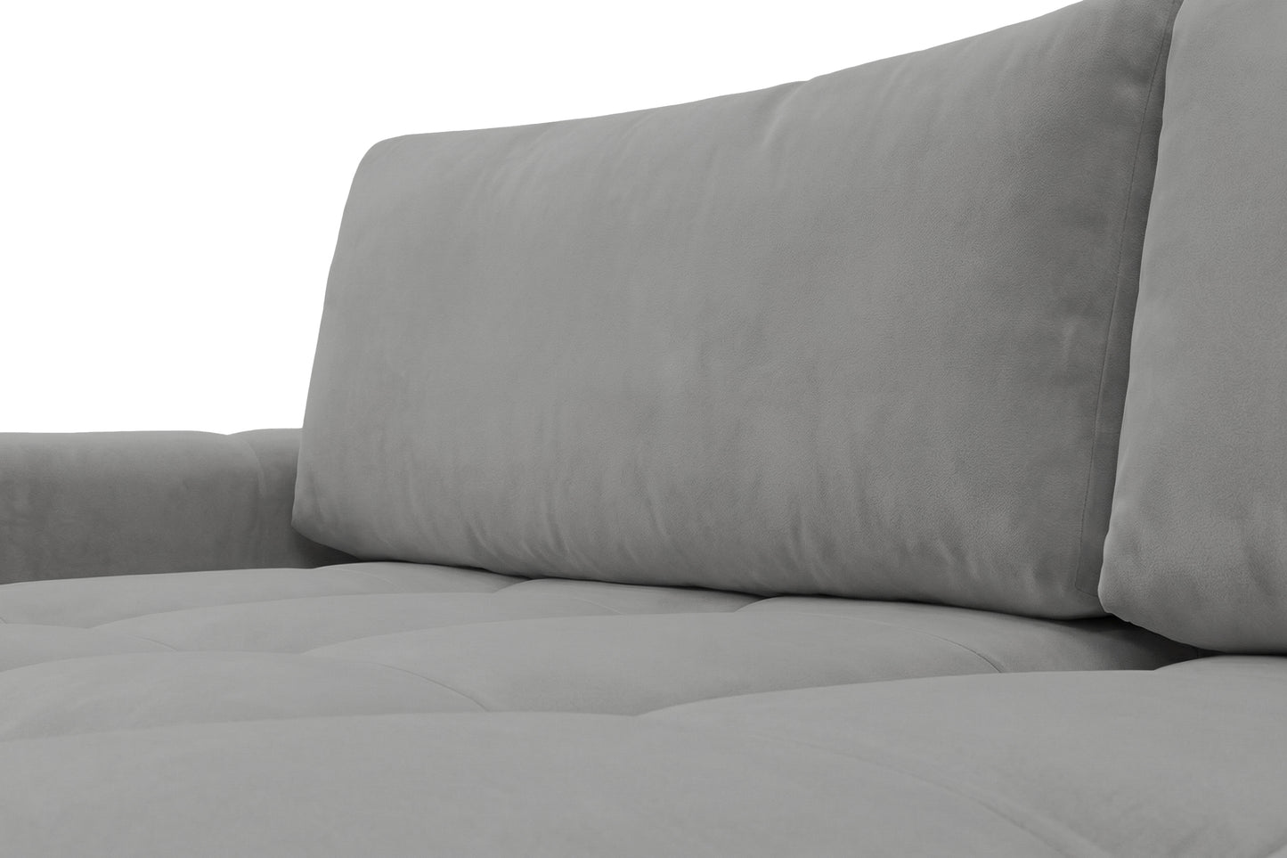 Ecksofa BELVEO mit Schlaffunktion und Bettkasten L-Form Ausrichtung Links Stoff Bluvel 14 Grau