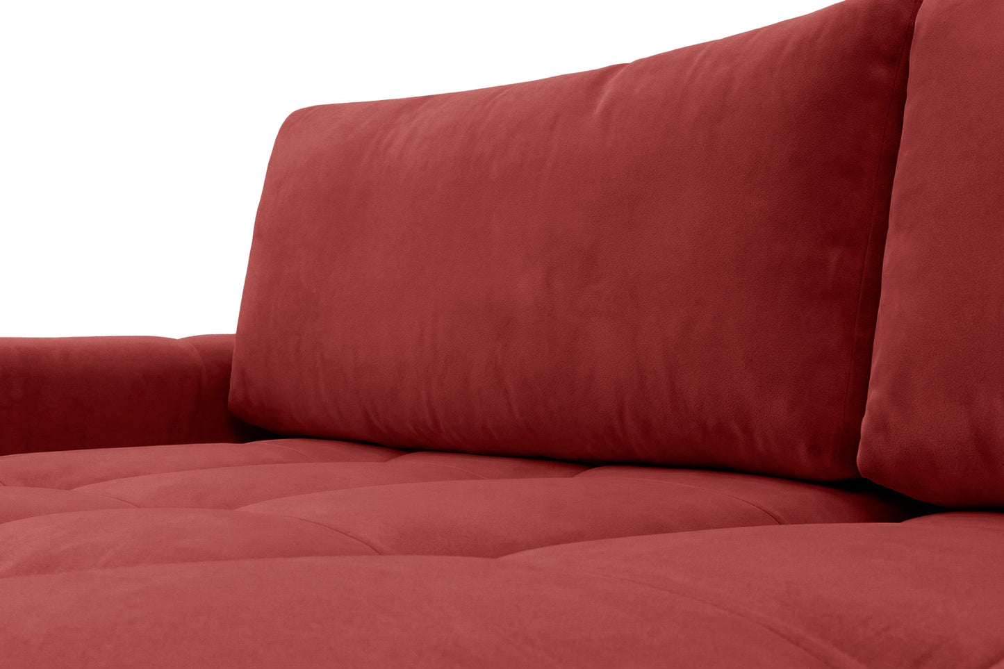 Ecksofa BELVEO mit Schlaffunktion und Bettkasten L-Form Ausrichtung Links Stoff Bluvel 59 Rot