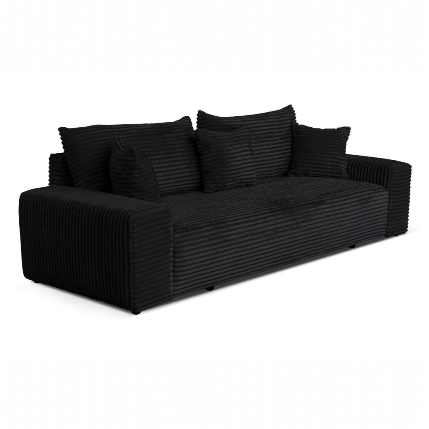 Sofa CORDO von Sofiland - Schlafsofa mit Bettkasten, Cord-Sofa 265x105 cm, Schwarz