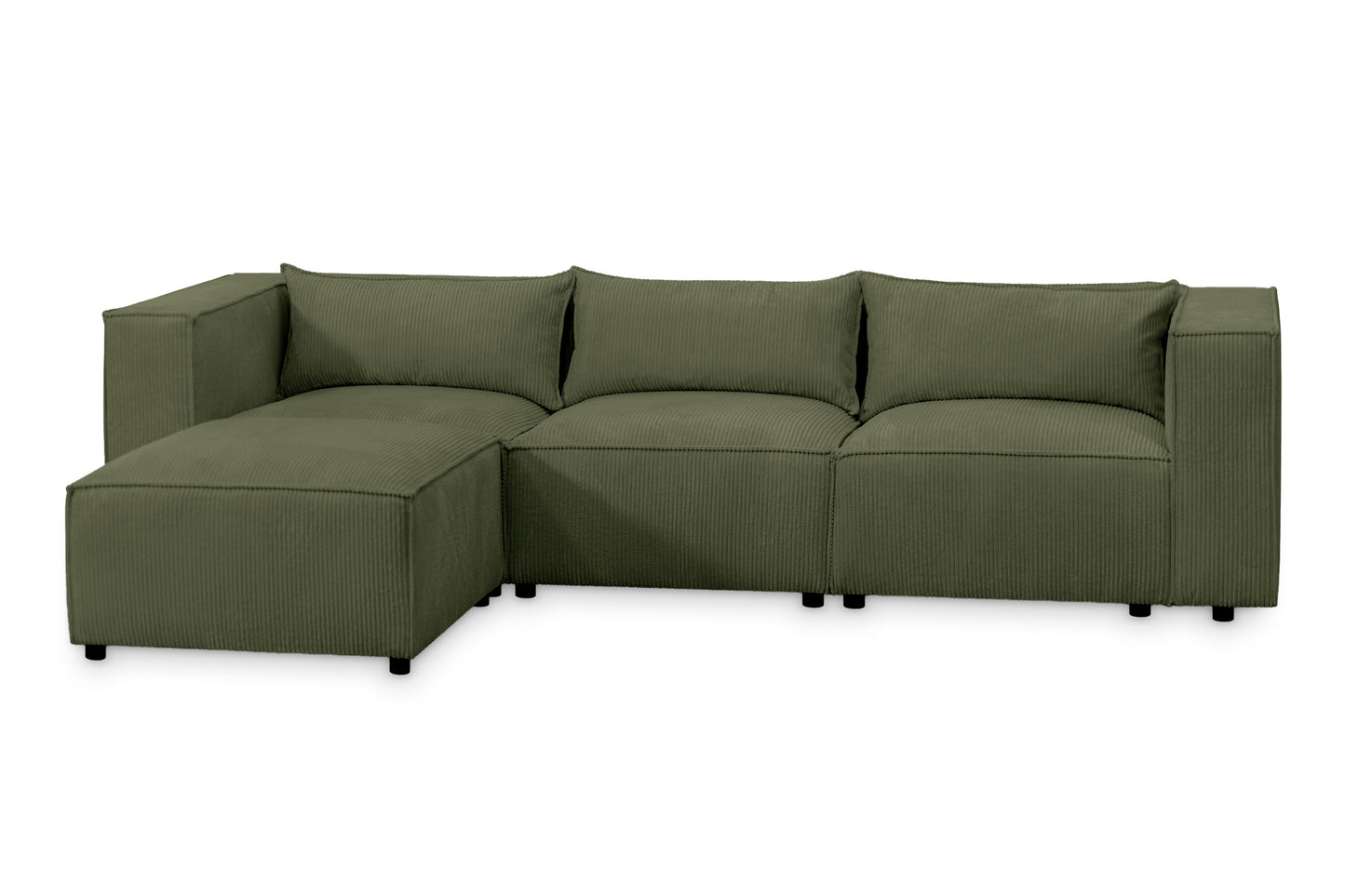Ecksofa MODULO 290x185 cm Modulsofa Lincoln 37 Grün – Modernes Design mit weichem Breitcord-Stoff