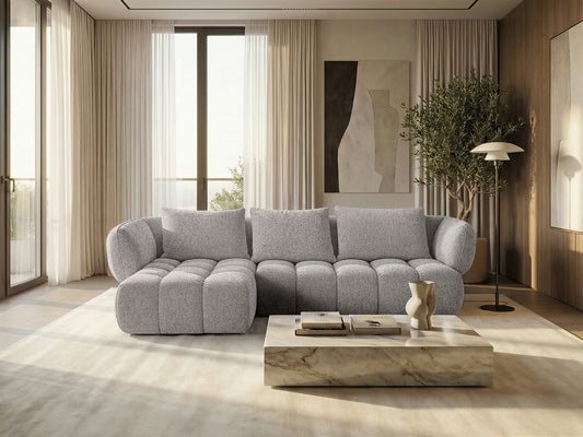 Lounge-Ecksofa SAVIO - Puente 06 Hellgrau links - 250x168 cm - Design Sofa HR