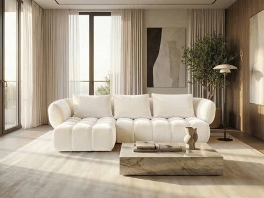 Lounge-Ecksofa SAVIO – Puente 03 Cremeweiß links – 250x168 cm – Designsofa HR