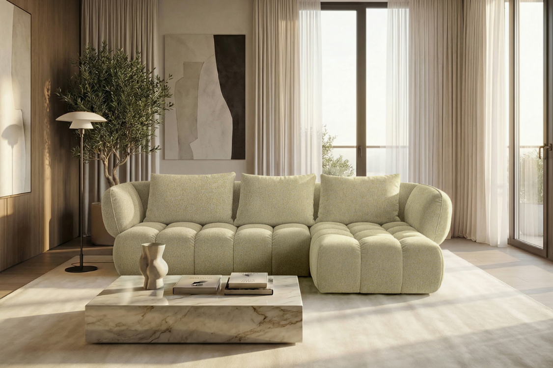 Lounge Ecksofa SAVIO - Puente 41 Senfgelb rechts - 250x168 cm - Design Sofa HR