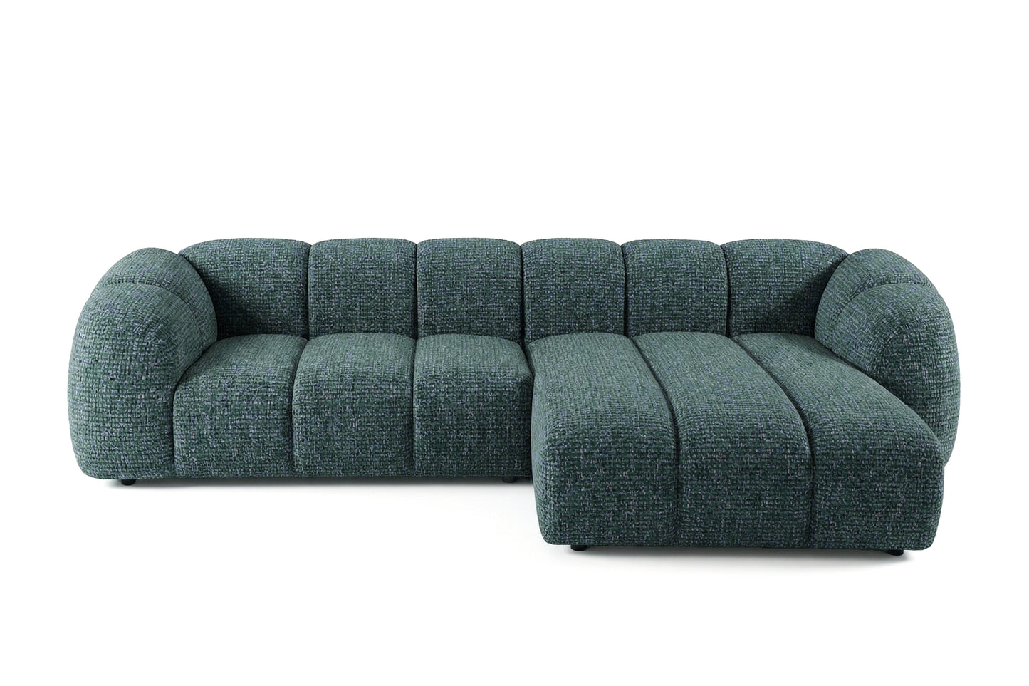 Mali Design Ecksofa 280x150 cm | L-Form Couch in Premium Puente-Strukturstoff |39 Petrolblau| Ottoman Rechts