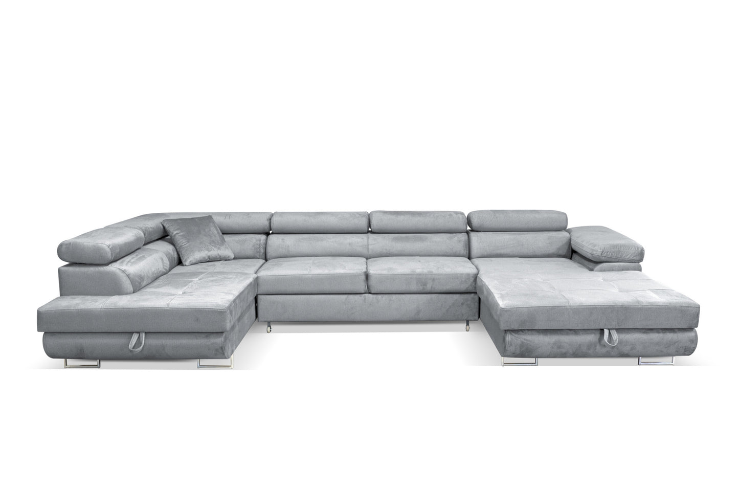 Sofiland Aller XXL U-förmiges Ecksofa, linke Ausrichtung, mit Schlaffunktion, Couchgarnitur mit 2 Bettkästen, Wohnzimmersofa Hellgrau MONOLITH 84, Sofa, Bettsofa, Couch