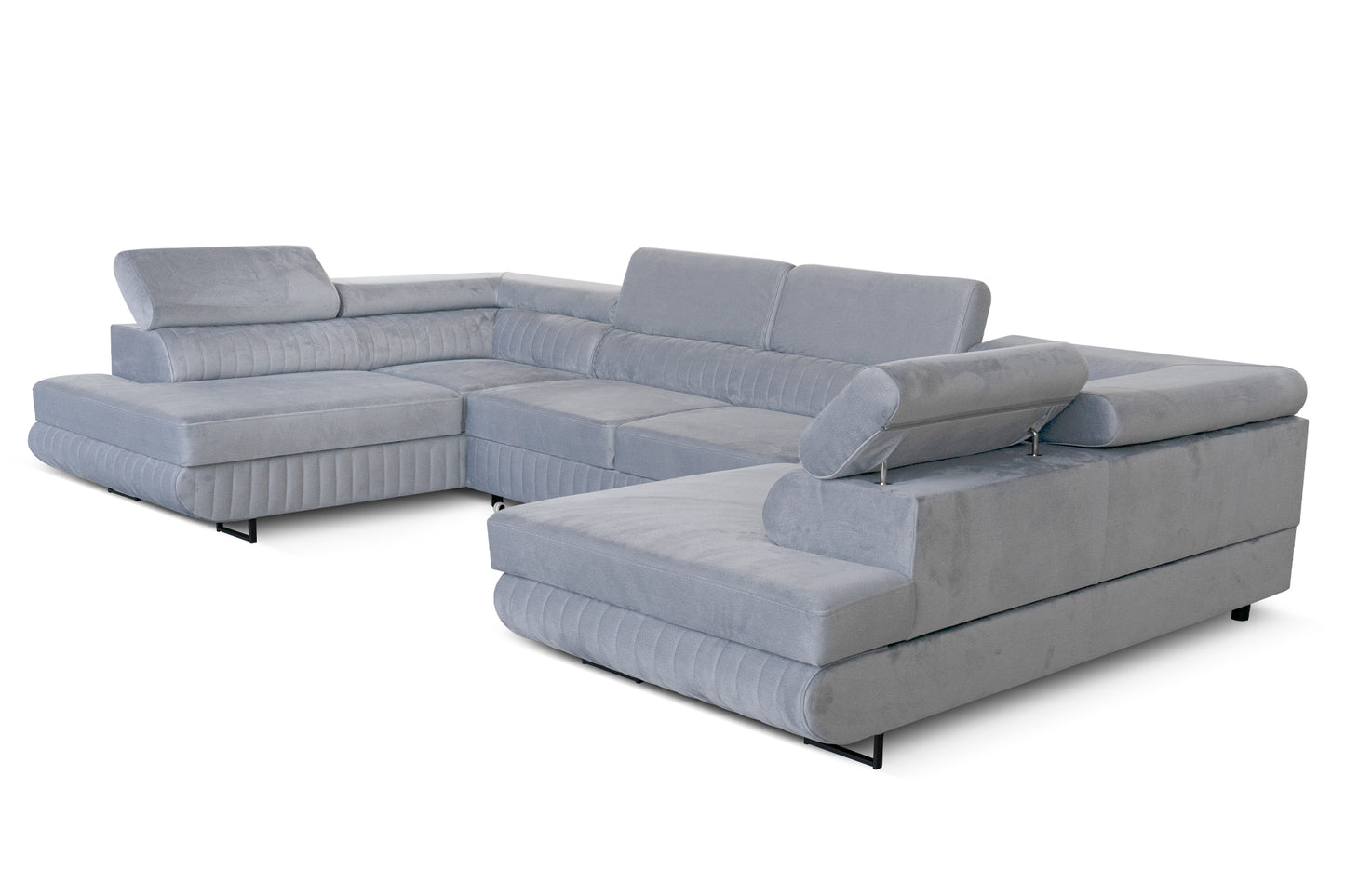 U-Form Schlafsofa Magnum Hellgrau 345x202 cm – Flexibles Design ohne feste Seite