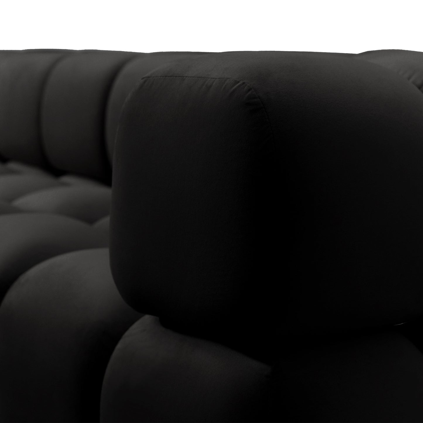 Exklusive Wohnlandschaft Tondo U 192x288 cm – Designer-Sofa Samt Bluvel 19 Schwarz – Modernes Bubble-Design & HR-Schaum Komfort