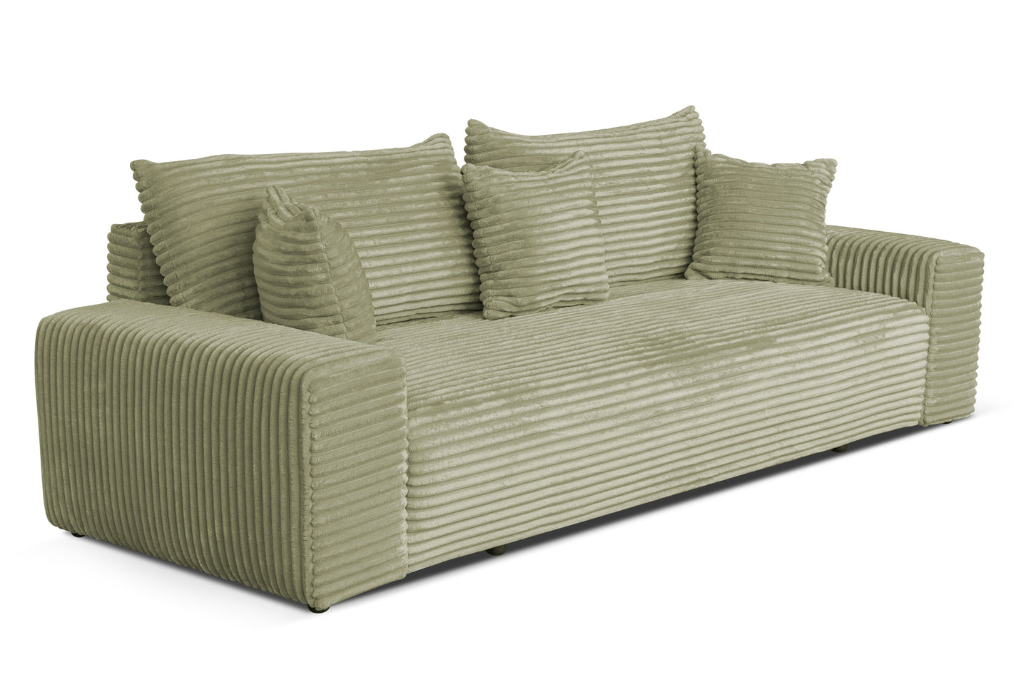 Sofa CORDO von Sofiland - Schlafsofa mit Bettkasten, Cord-Sofa 265x105 cm, Hellgrün 37