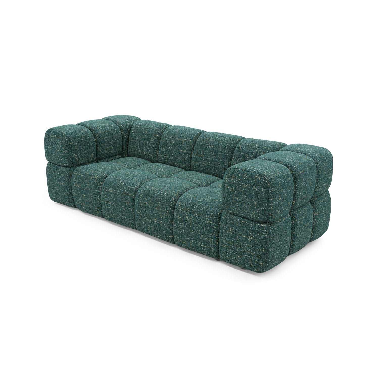 Design-Sofa 3-Sitzer TONDO PUENTE 37 – Strukturgewebe in Bouclé-Optik – gewelltes Design – Grün