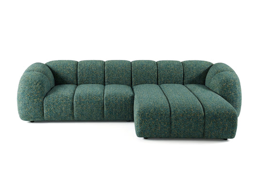 Mali Design Ecksofa 280x150 cm | L-förmiges Sofa in Premium Puente Strukturstoff |37 Dunkelgrün| Ottomane Rechts