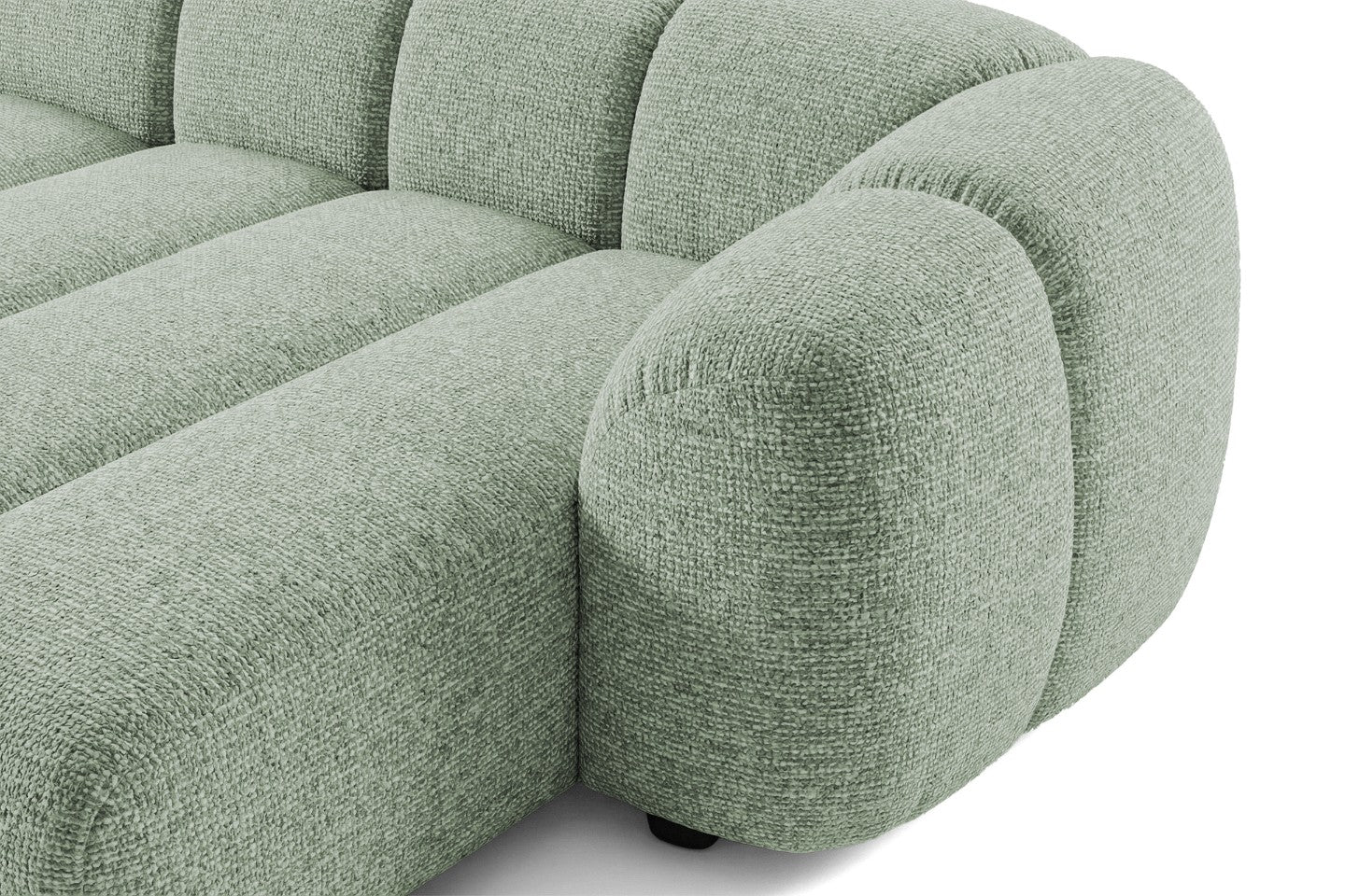 Mali Design Ecksofa 280x150 cm | L-Form Couch in Premium Puente-Strukturstoff |33 Salbeigrün |Ottoman Rechts