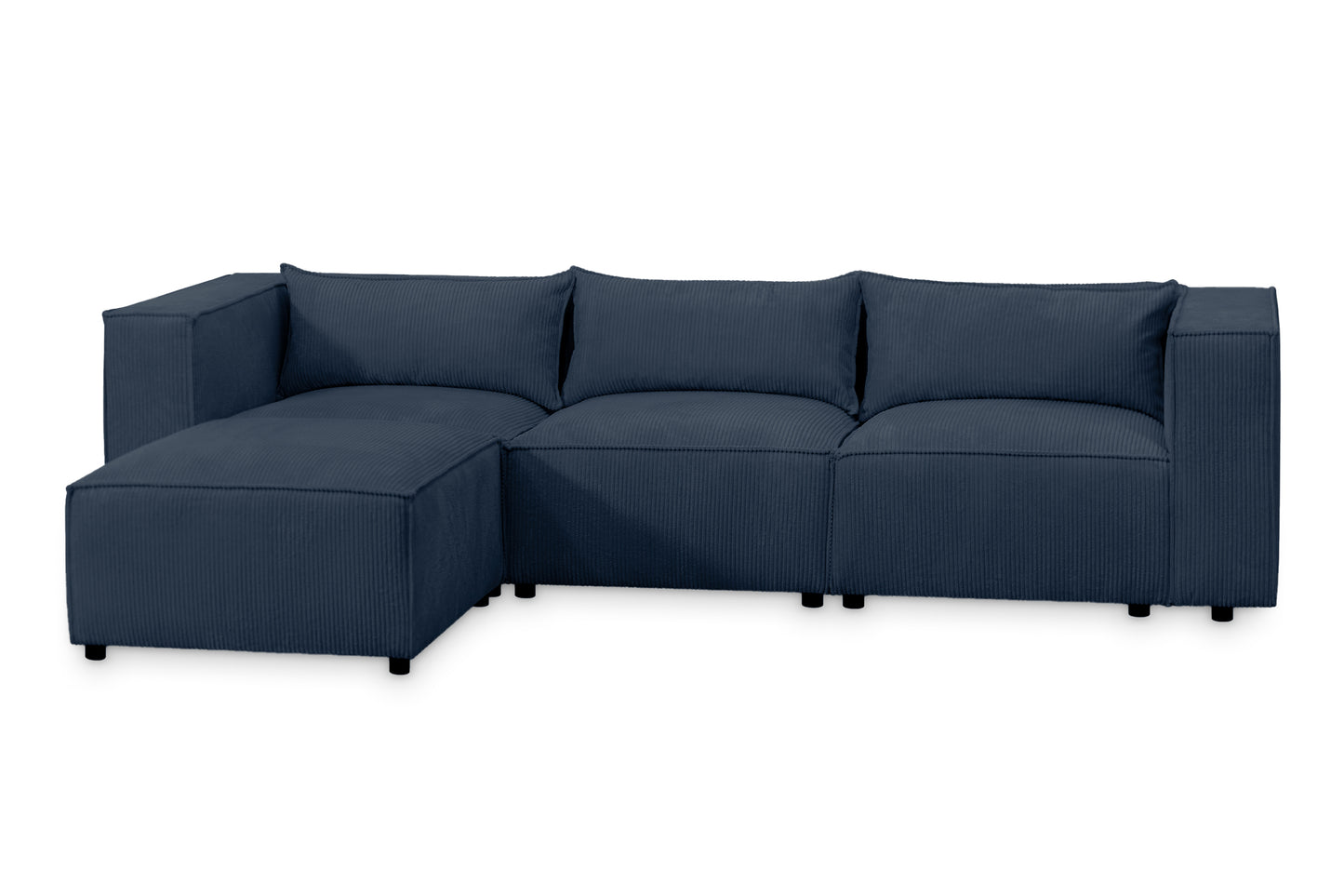 Ecksofa MODULO 290x185 cm Modulsofa Lincoln 77 Blau – Modernes Design mit weichem Breitcord-Stoff