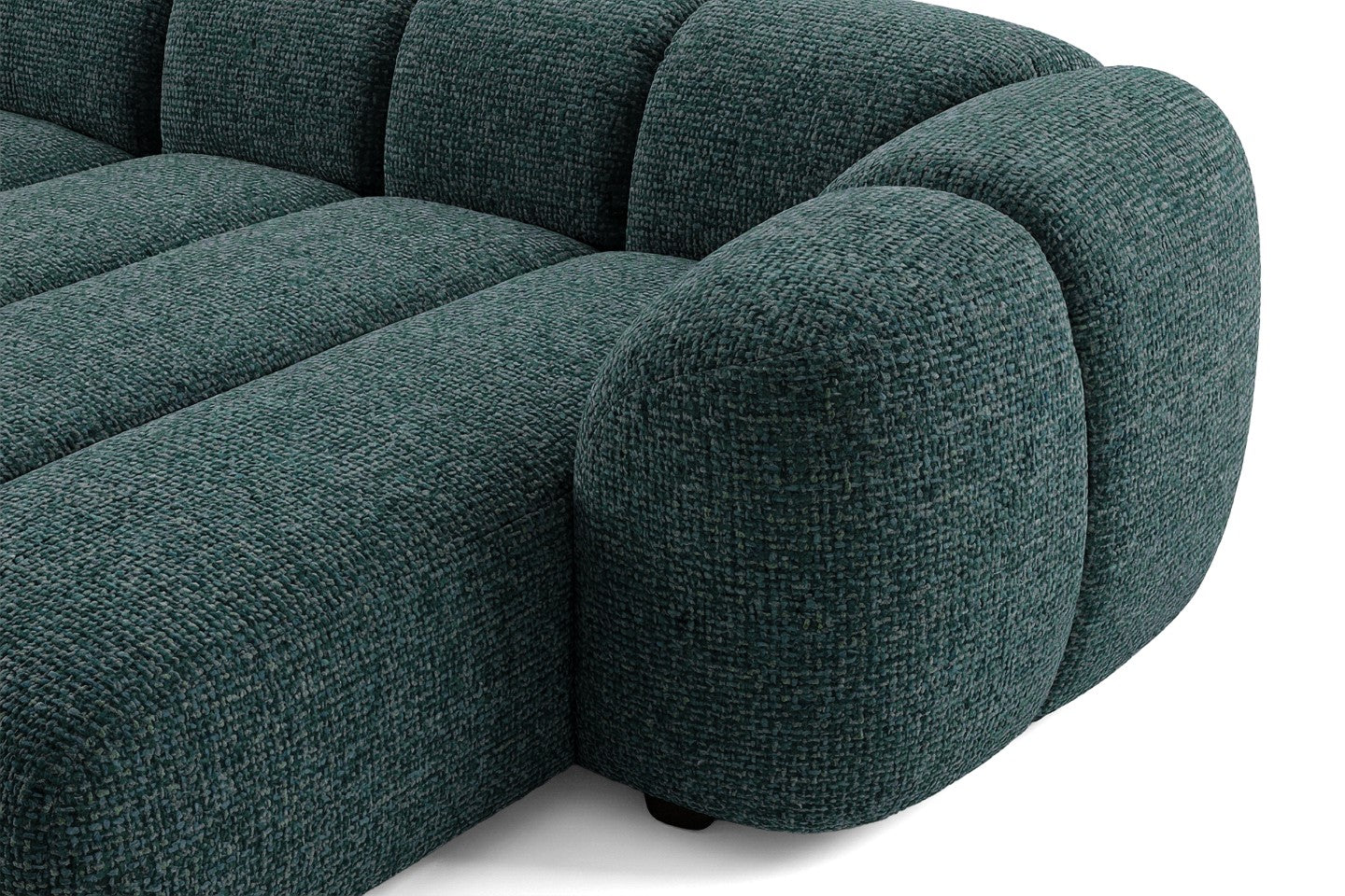 Mali Design Ecksofa 280x150 cm | L-Form Couch in Premium Puente-Strukturstoff |39 Petrolblau| Ottoman Rechts