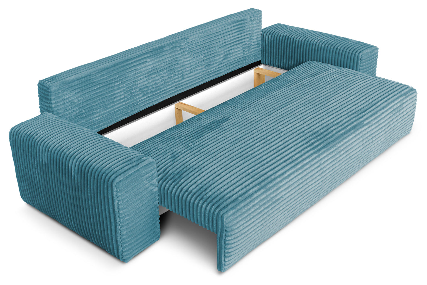 Sofa CORDO by Sofiland - Schlafsofa mit Bettkasten, Cord-Sofa 265x105 cm, Blau 75