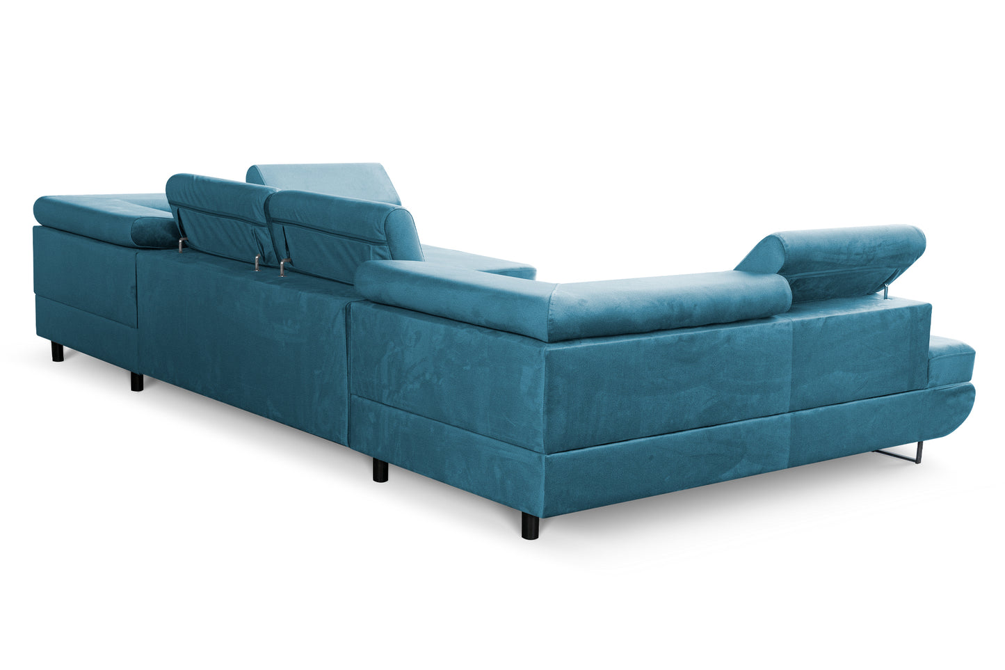 Große U-Form Schlafsofa mit Bettkasten & Agmamito Element Bezug, Türkis Magnum U Sofiland