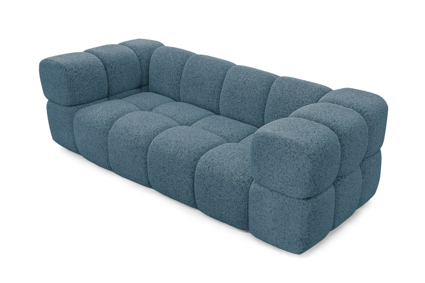 Design 3-Sitzer Sofa AVERRO 240 cm – Puente Petrolblau 39 – Strukturstoff Premium – HR-Schaum