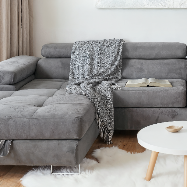 Sofiland Aller XXL U-förmiges Ecksofa, linke Ausrichtung, mit Schlaffunktion, Couchgarnitur mit 2 Bettkästen, Wohnzimmersofa Hellgrau MONOLITH 84, Sofa, Bettsofa, Couch