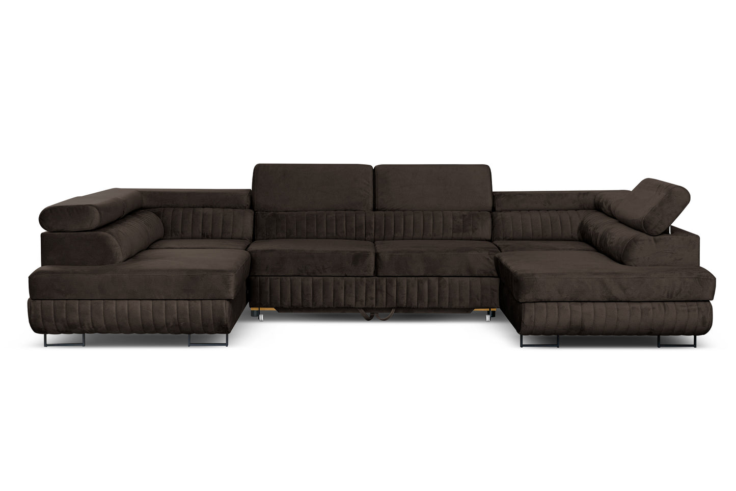 Große U-Form Schlafsofa mit Bettkasten & Agmamito Element Bezug, Dunkelbraun Magnum U Sofiland