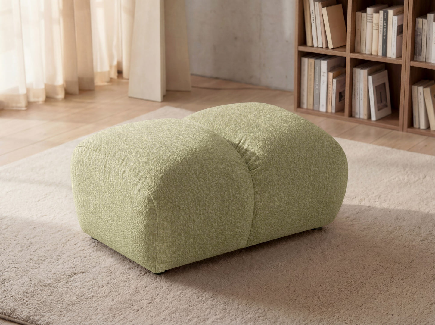 Loungehocker SAVIO – Stoff Puente 41 Senfgelb – 90x70 cm – Design Sitzpouf mit Premium HR-Komfort