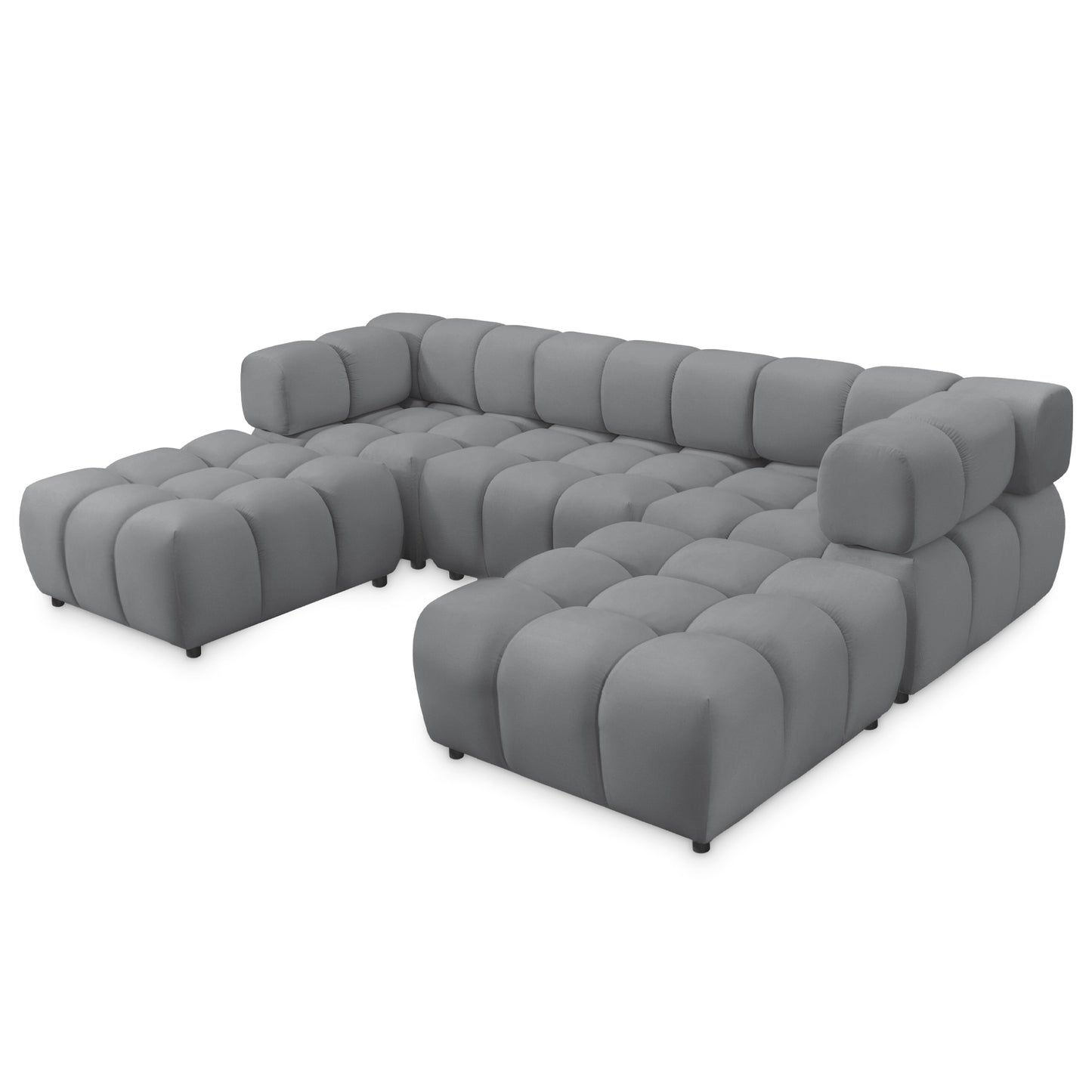 Exklusive Wohnlandschaft Tondo U 192x288 cm – Designer-Sofa Samt Bluvel 14 Grau – Modernes Bubble-Design & HR-Schaum Komfort