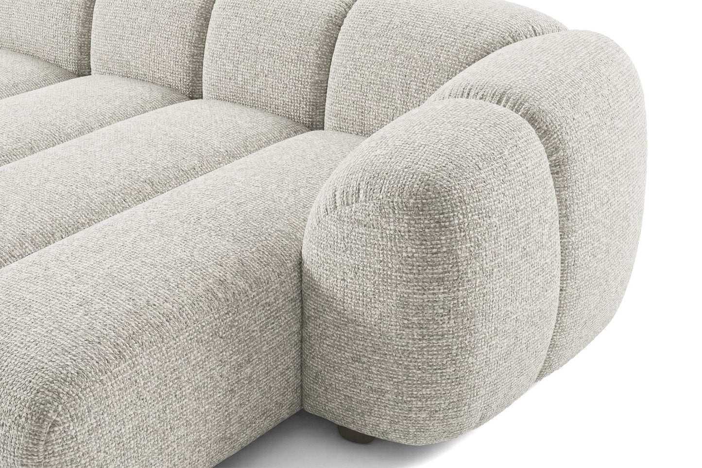 Mali Design Ecksofa 280x150 cm | L-Form Couch in Premium Puente-Strukturstoff |09 Beigegrau Ottoman Rechts