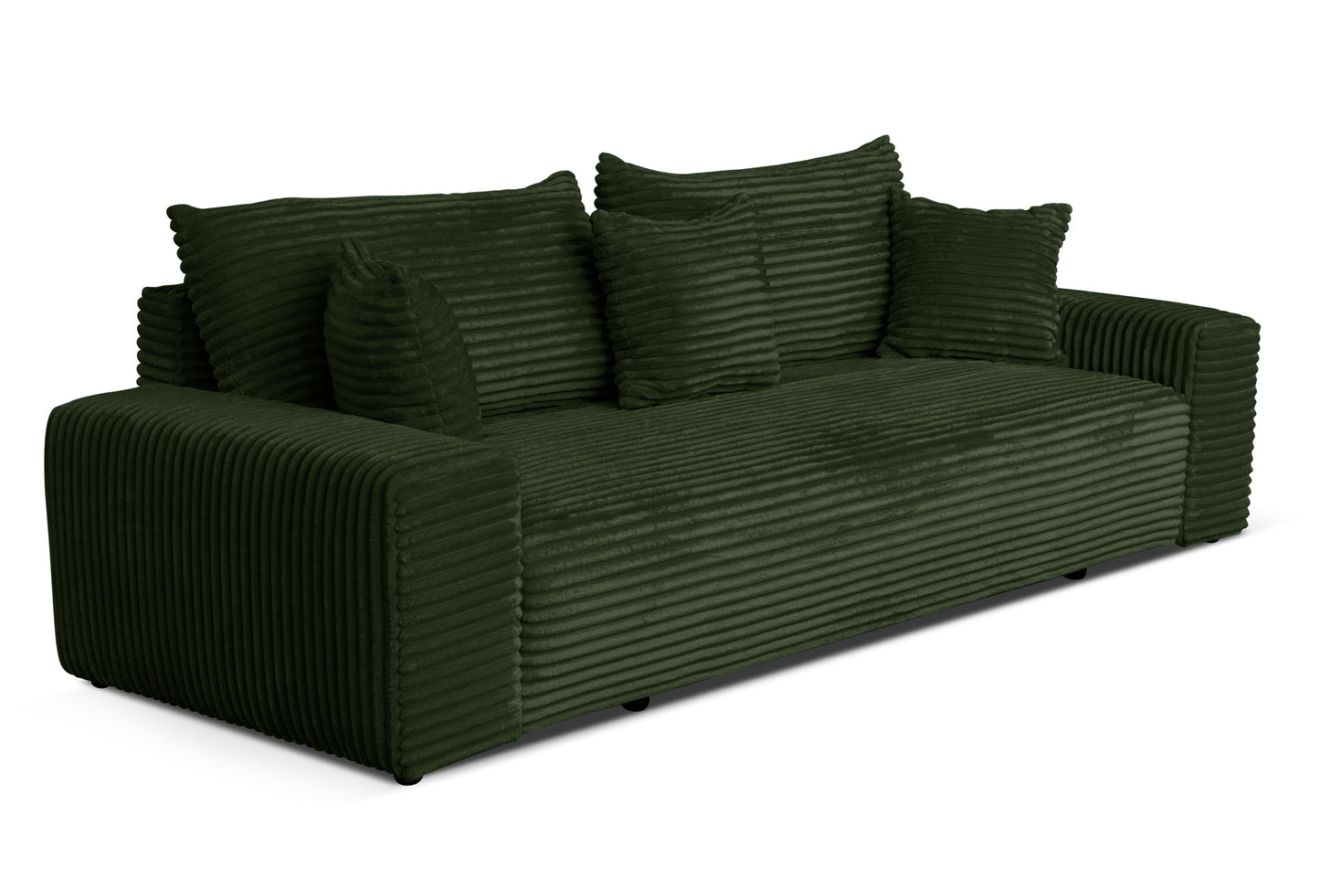 Sofa CORDO by Sofiland - Schlafsofa mit Bettkasten, Cord-Sofa 265x105 cm, Dunkelgrün 39