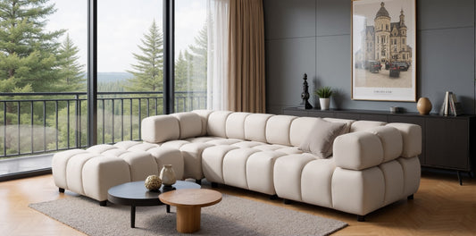 Ecksofa TONDO LC/RC 192x288cm Bluvel 22 Beige