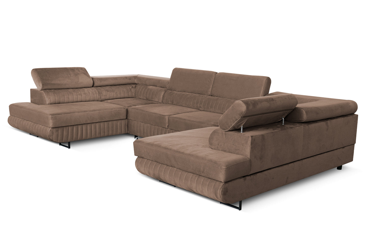 U-Form Schlafsofa Magnum Braun 345x202 cm – Flexibles Design ohne feste Seite
