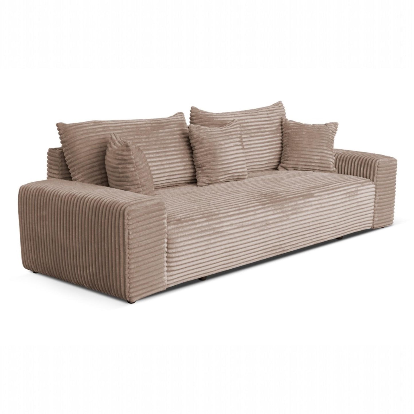 3-Sitzer Schlafsofa 265 × 105 cm mit Bettkasten, Stoff Streichgewebe braun, Cordo