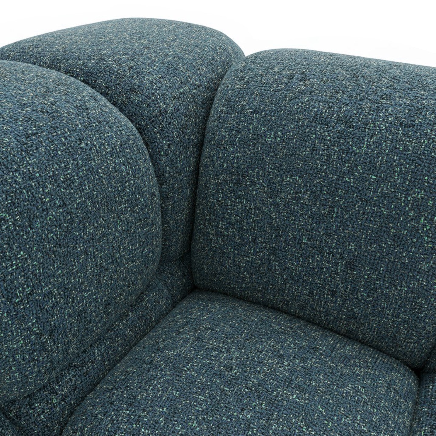 Design-Sofa 3-Sitzer TONDO PUENTE 39 – Strukturstoff in Bouclé-Optik – Wellenförmiges Design – Dunkelblau