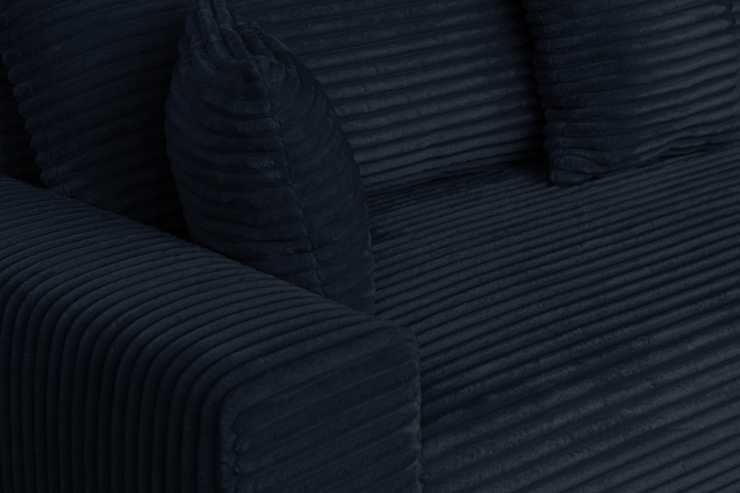 Sofa CORDO von Sofiland - Schlafsofa mit Bettkasten, Cord-Sofa 265x105 cm, Marineblau 77