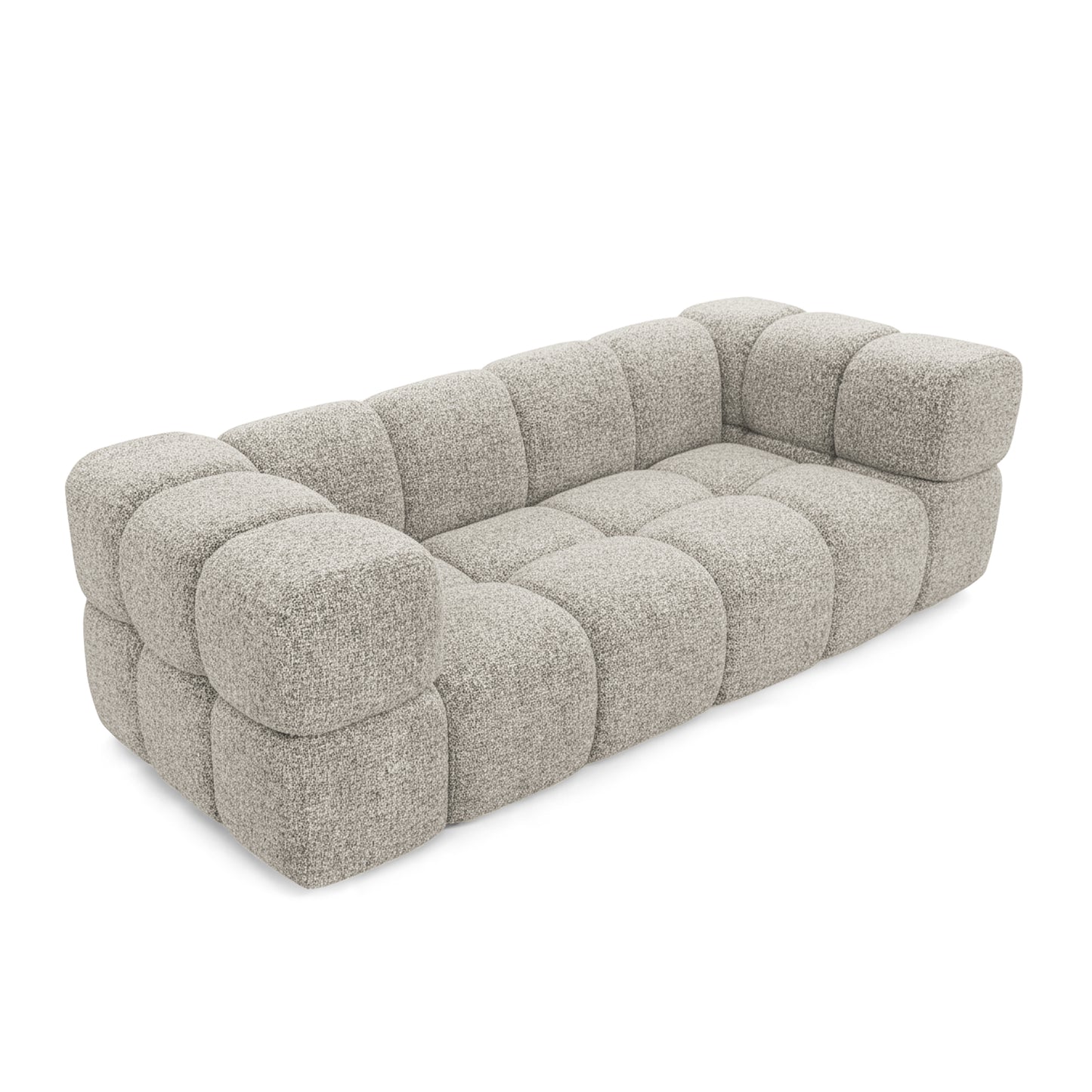 Designer-Sofa 3-Sitzer TONDO PUENTE 09 – Strukturstoff in Bouclé-Optik – Wellenförmiges Design – Hellgrau