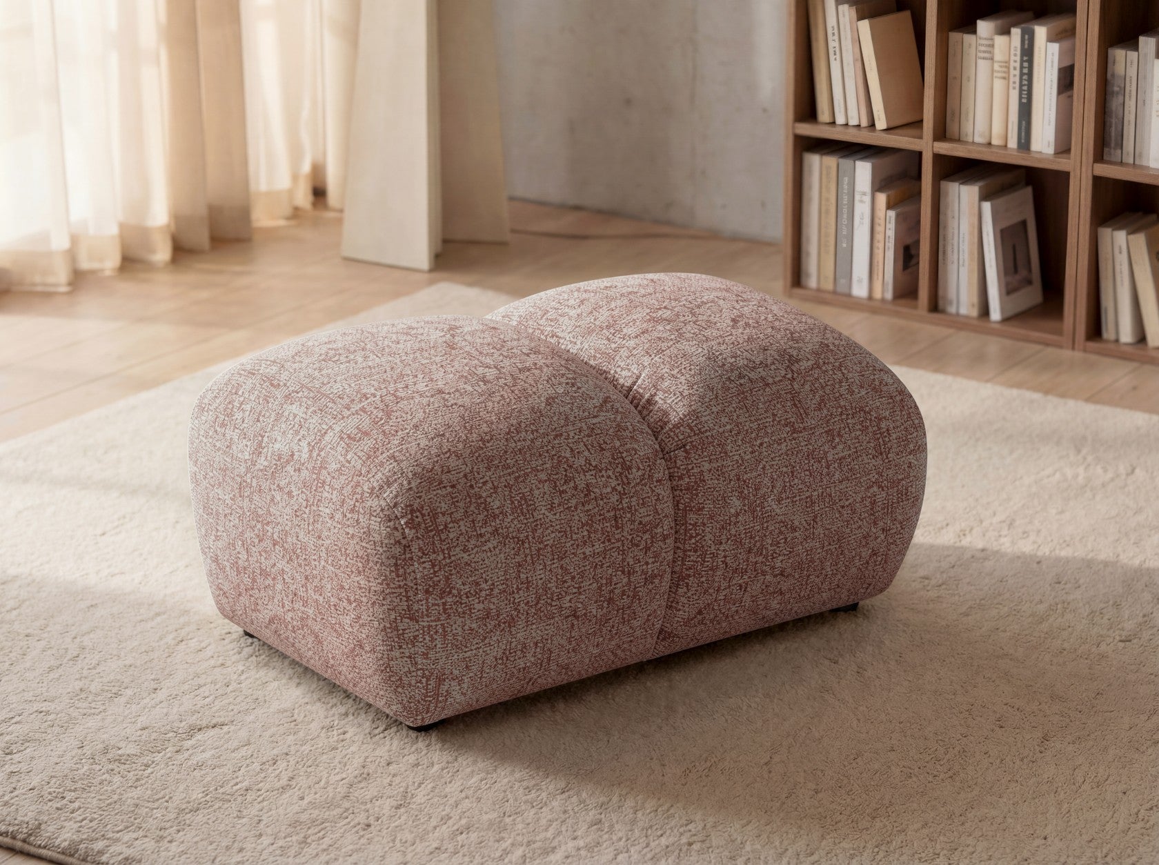 Lounge Hocker SAVIO – Stoff Puente 68 Altrosa – 90x70 cm – Design Sitzpouf mit Premium HR-Komfort