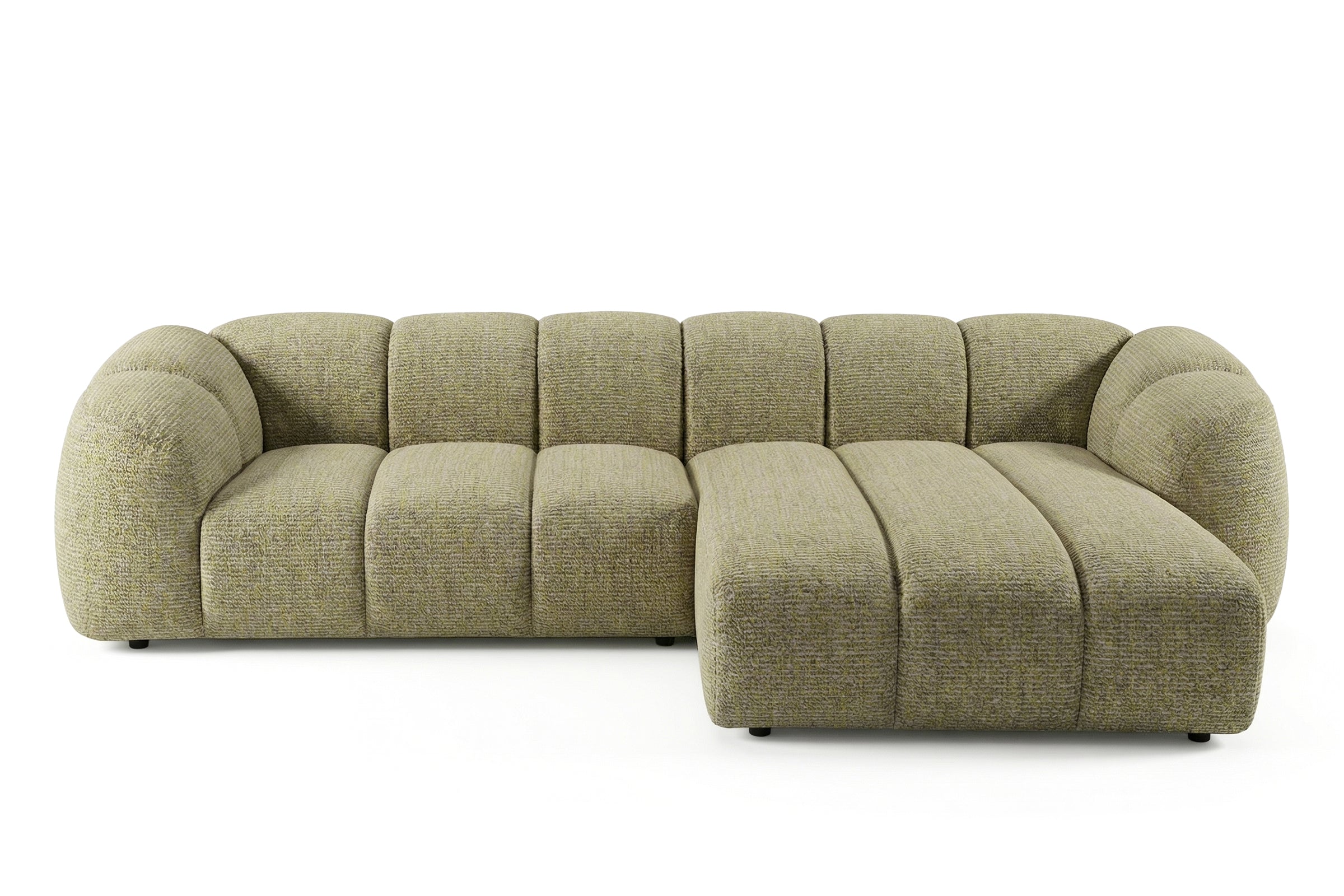 Mali Design Ecksofa 280x150 cm | L-Form Couch in Premium Puente-Strukturstoff |41 Senfgelb| Ottoman Rechts