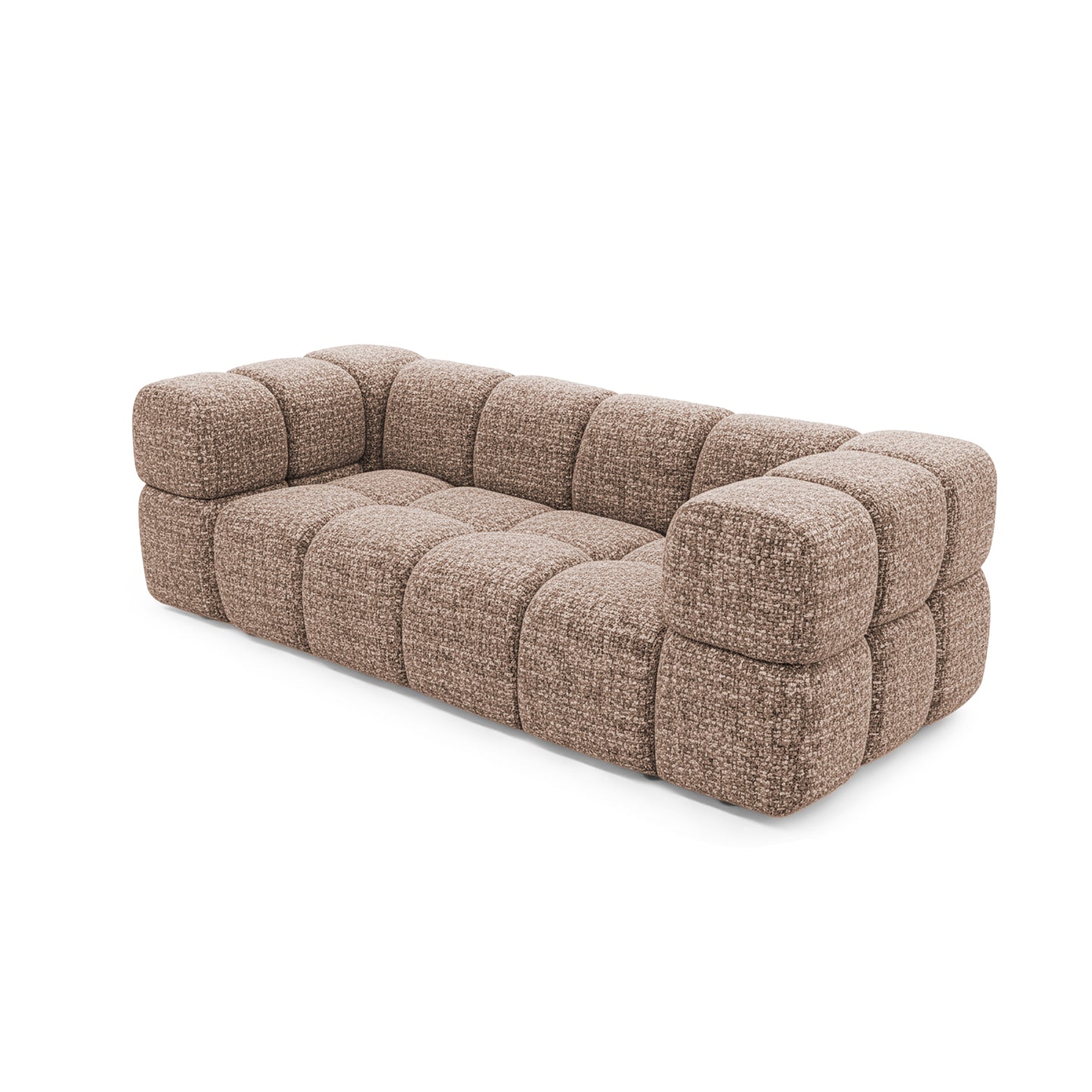 Design-Sofa 3-Sitzer TONDO PUENTE 68 – Strukturstoff in Bouclé-Optik – Wellenformiges Design – Puderrosa