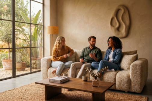Schlafsofa COSMO 240cm  HR-Schaum Strukturstoff Puente 68 Altrosa