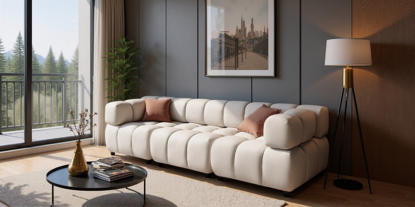 Tondo 4S Design Sofa Modulare Bubble Couch 4-Sitzer Samt Bluvel 22 Beige