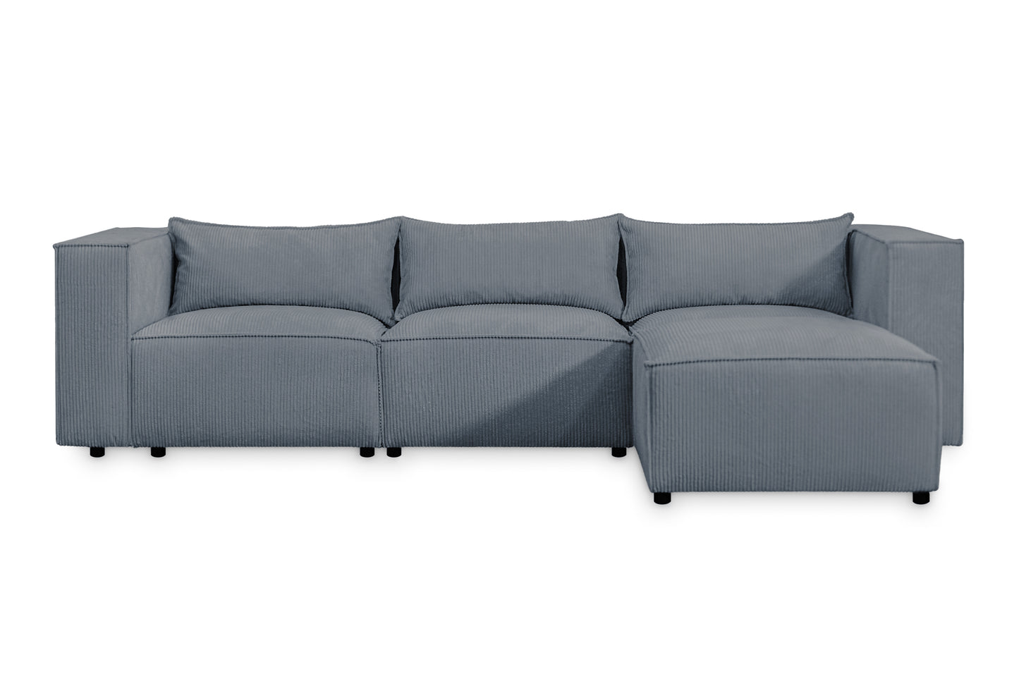 Ecksofa MODULO 290x185 cm Modulsofa Lincoln 85 Graublau– Modernes Design mit weichem Breitcord-Stoff