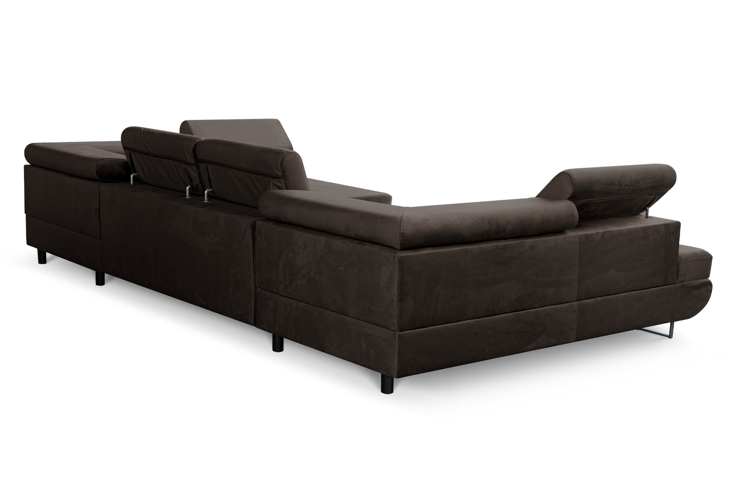 Große U-Form Schlafsofa mit Bettkasten & Agmamito Element Bezug, Dunkelbraun Magnum U Sofiland