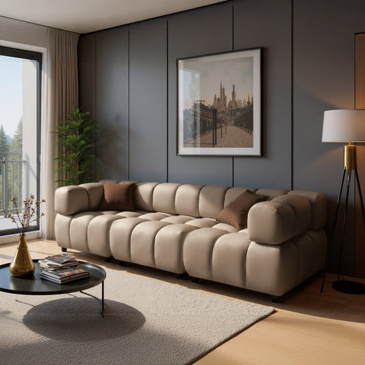 Tondo 4S Design Sofa Modulare Bubble Couch 4-Sitzer Samt Bluvel 28 Dunkelbeige