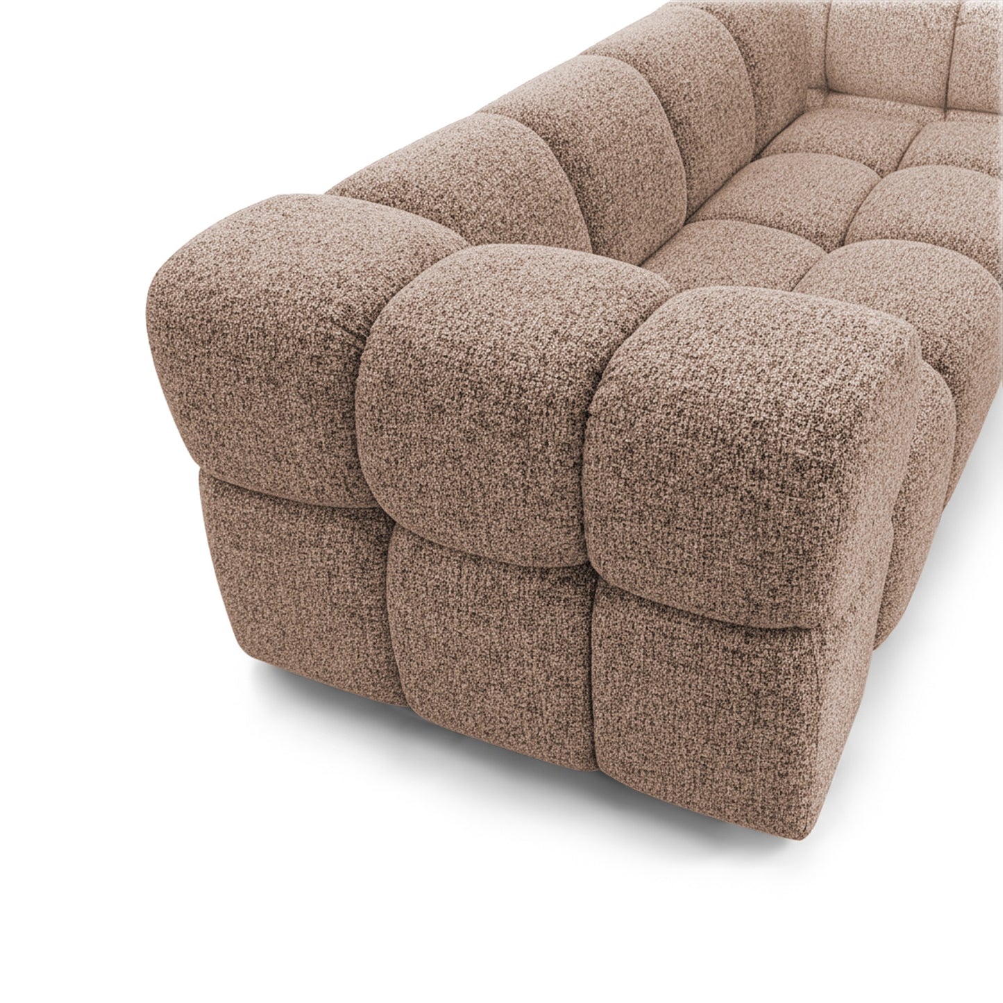 Design-Sofa 3-Sitzer TONDO PUENTE 68 – Strukturstoff in Bouclé-Optik – Wellenformiges Design – Puderrosa