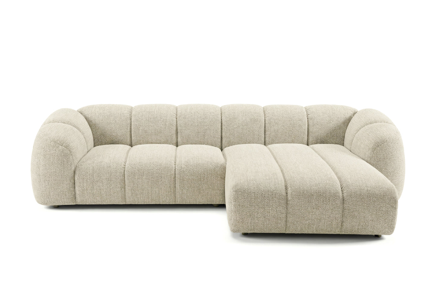 Mali Design Ecksofa 280x150 cm | L-Form Couch in Premium Puente-Strukturstoff |03 Cremeweiß| Ottoman Rechts