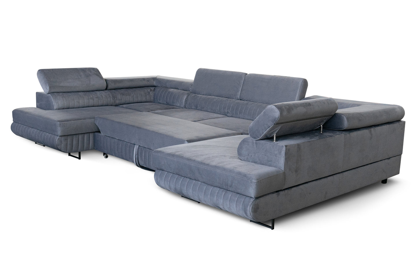 U-Form Schlafsofa Magnum Dunkelgrau  345x202 cm – Flexibles Design ohne feste Seite