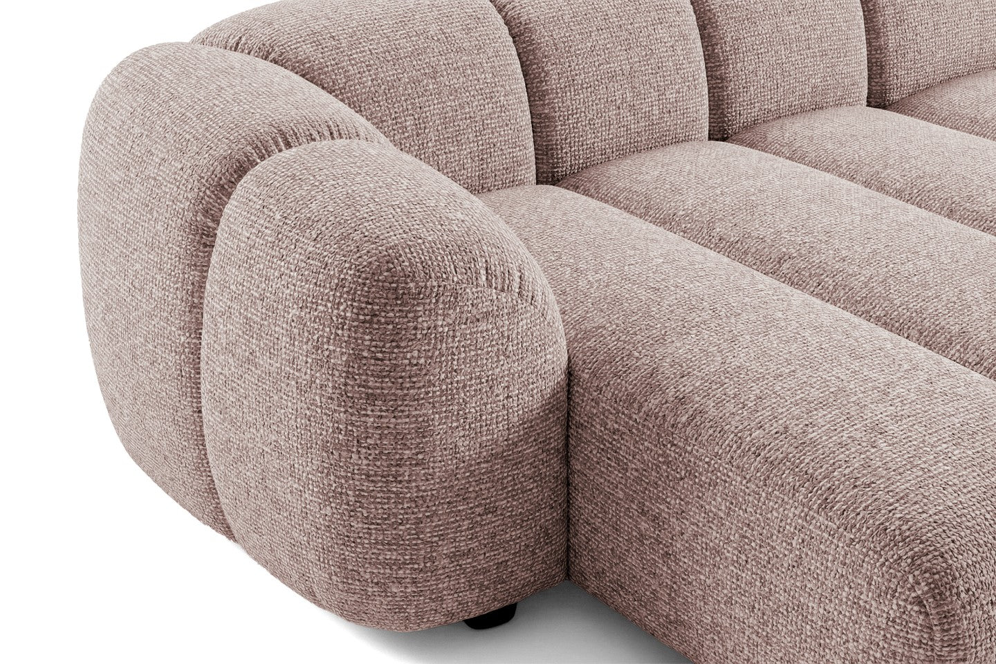 Mali Design Ecksofa 280x150 cm | L-förmiges Sofa aus hochwertigem Puente-Strukturstoff |68 Altrosa| Ottomane links