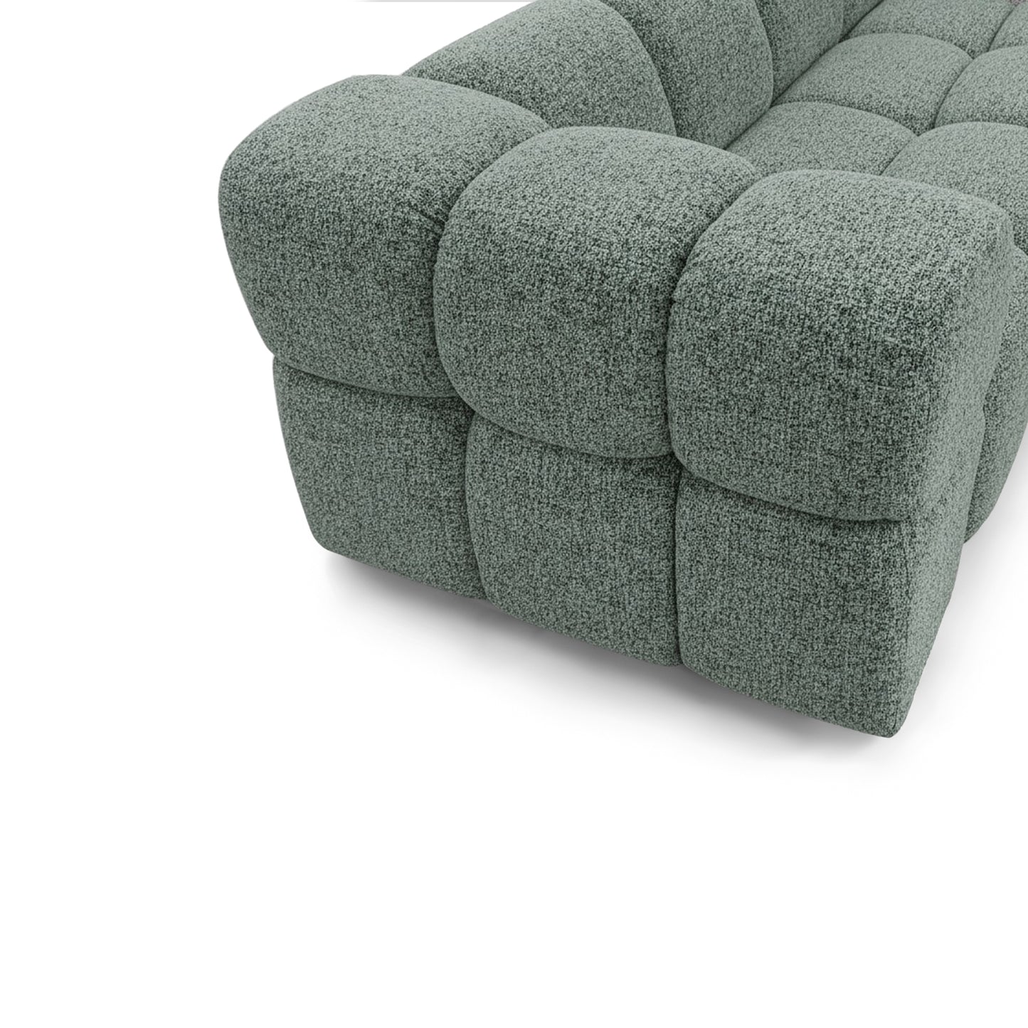 3-Sitzer-Designsofa TONDO PUENTE 33 – Strukturstoff in Bouclé-Optik – gewelltes Design – Mint